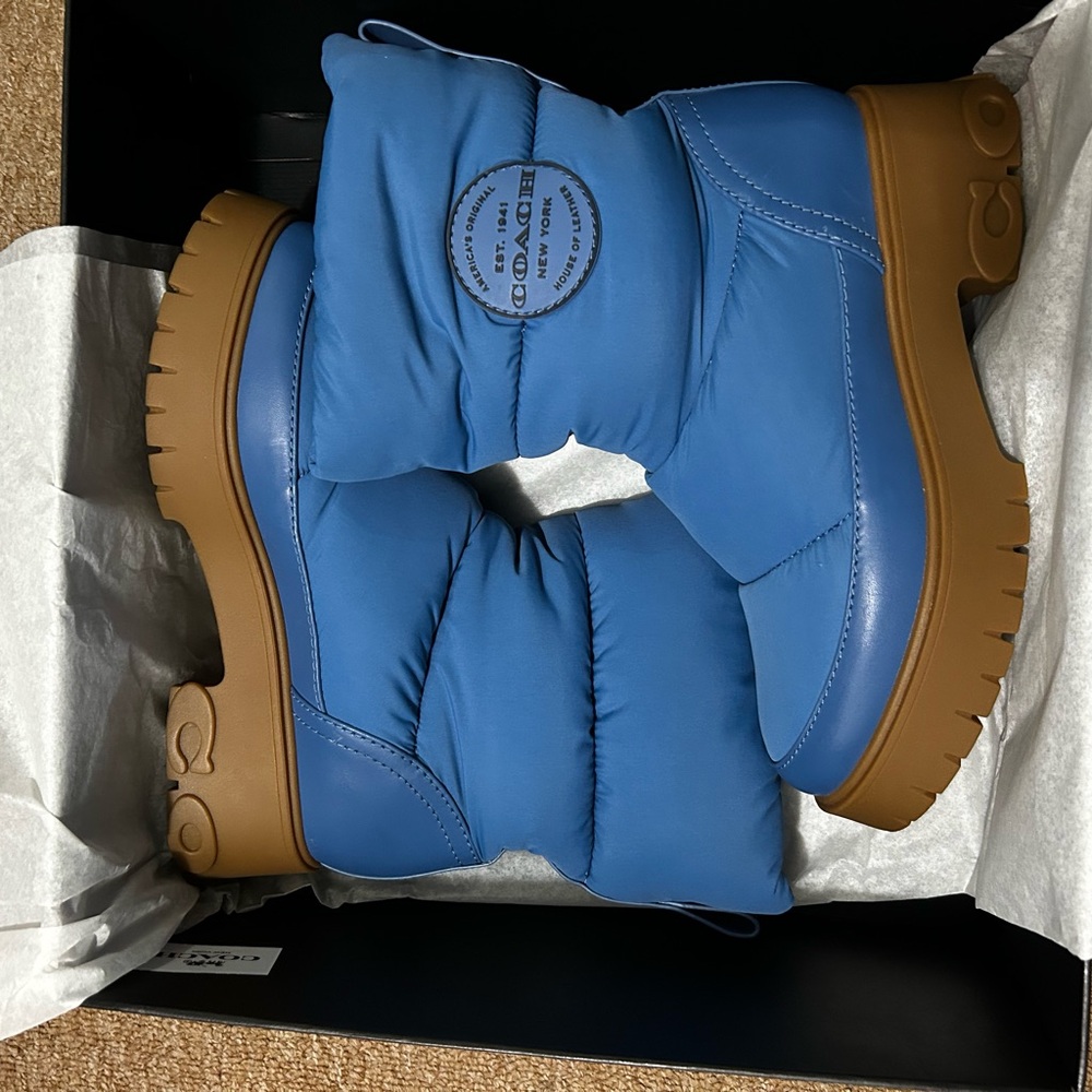 Coach Blue and Brown Winter Boots